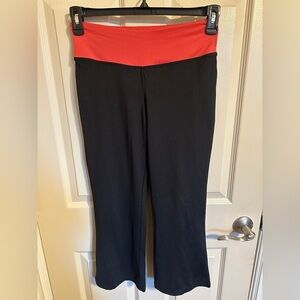 Fila Cropped Sport Leggings, Black w Pink Waist Band, Sz Small